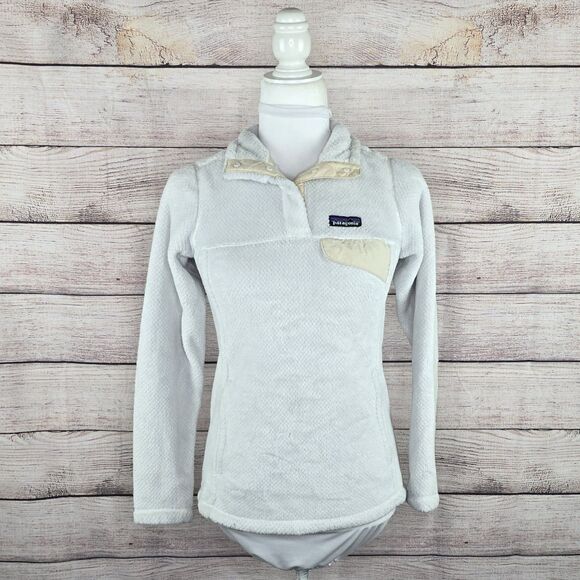 Patagonia Re-Tool Snap-T White Fleece Classic Polartec Fleece Cozy Pullover XS - Picture 7 of 8